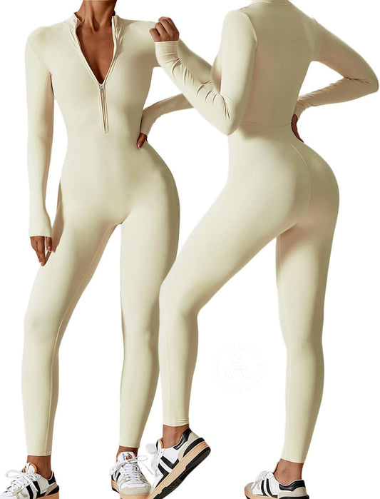 Stylish Womens Long Sleeve Workout Jumpsuit for Yoga and Fitness