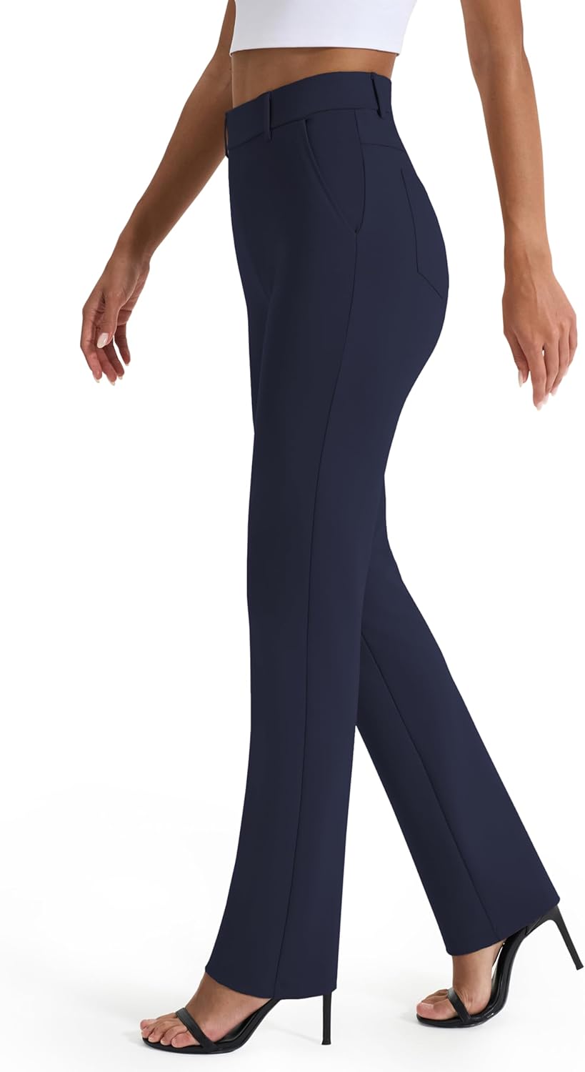 AFITNE Women's Dress Pants Stretchy Straight Leg Yoga Work Slacks