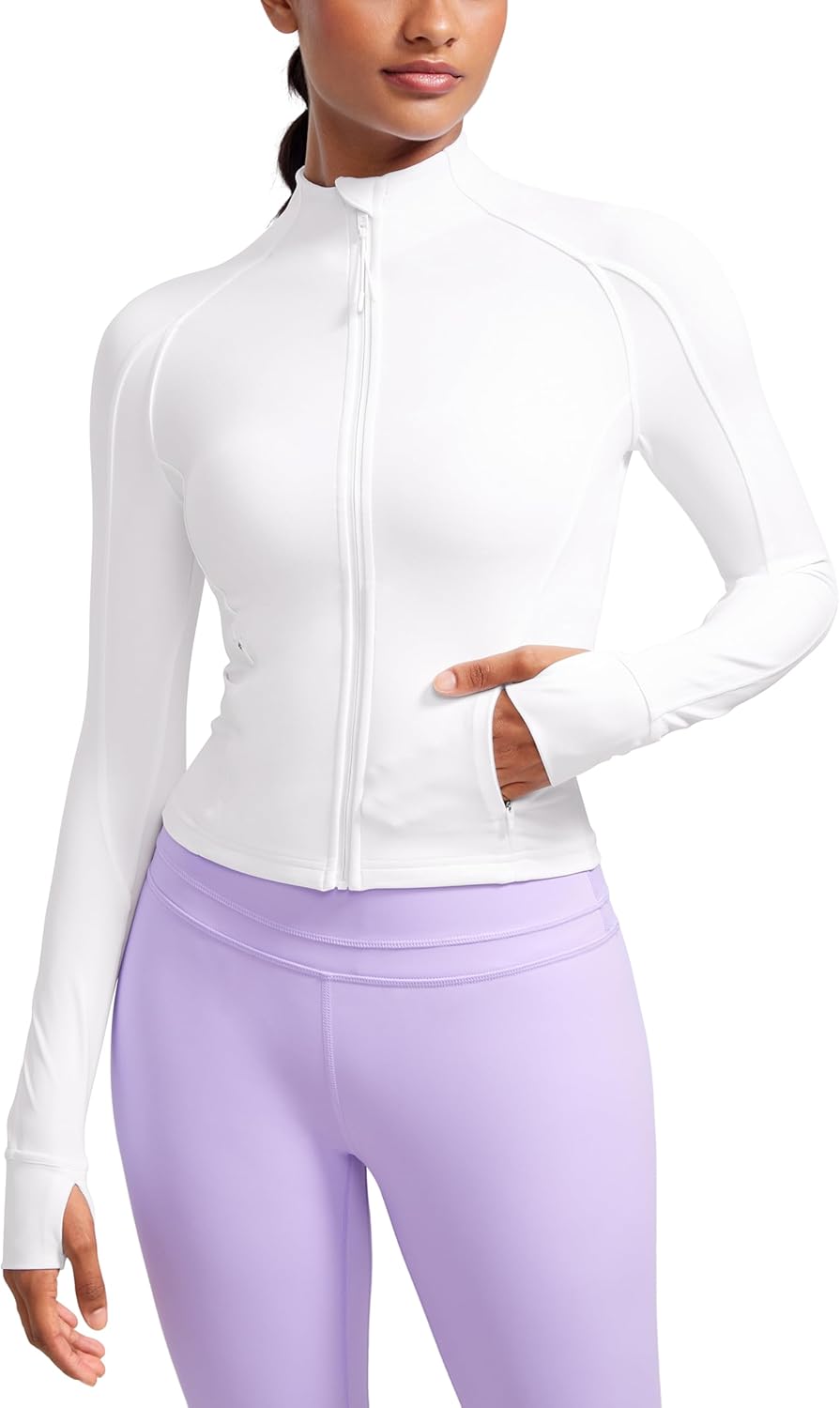 CRZ YOGA Butterluxe Womens Cropped Slim Fit Workout Jacket