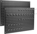 Peg Board 2 Pack Metal Pegboard Panels Black - Heavy Duty Wall