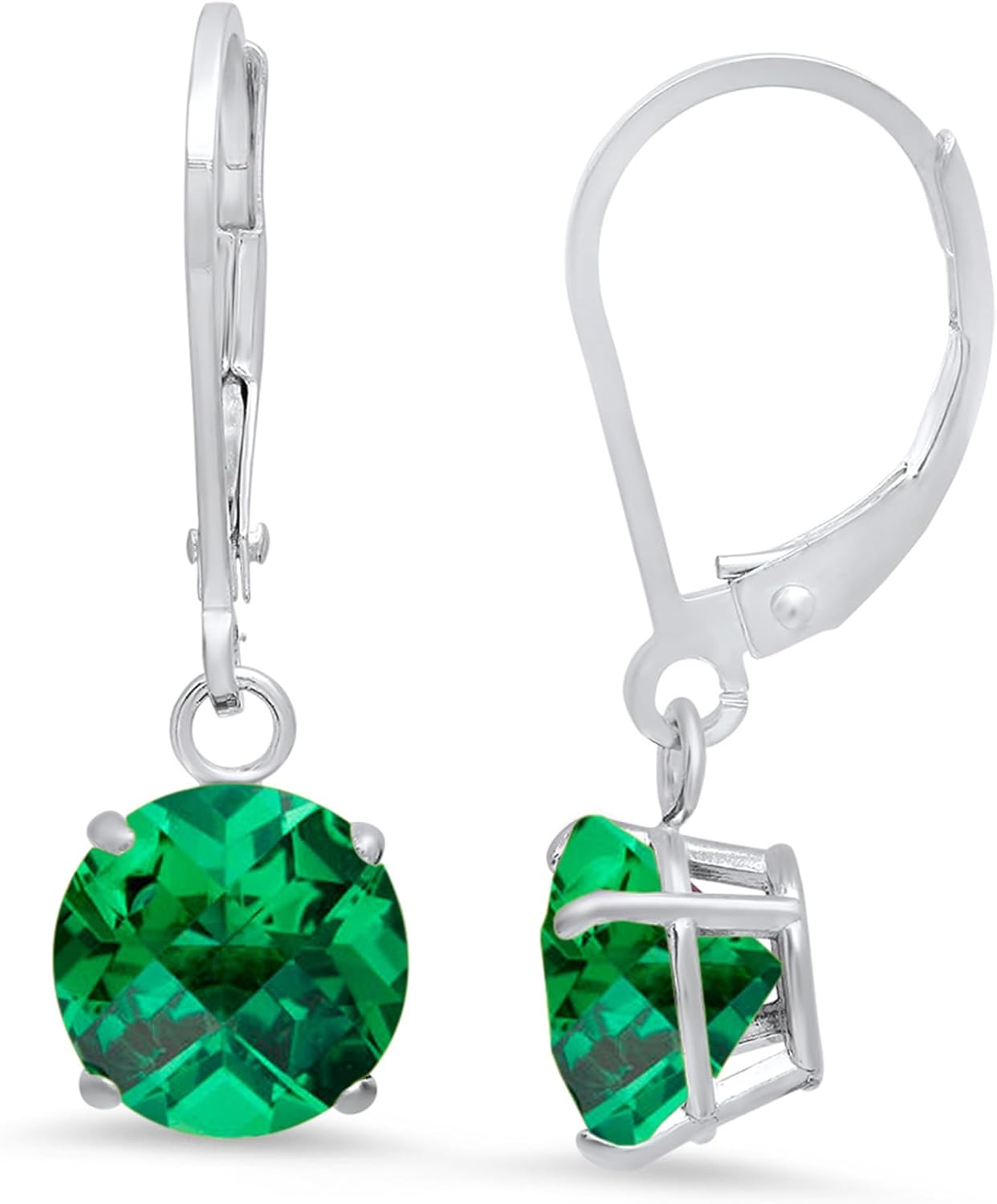 925 Sterling Silver Emerald Dangle Earrings for Women - Hypoallergenic