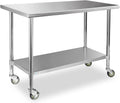 Stainless Steel Work Table 24 x 60 in with Casters - Commercial Prep