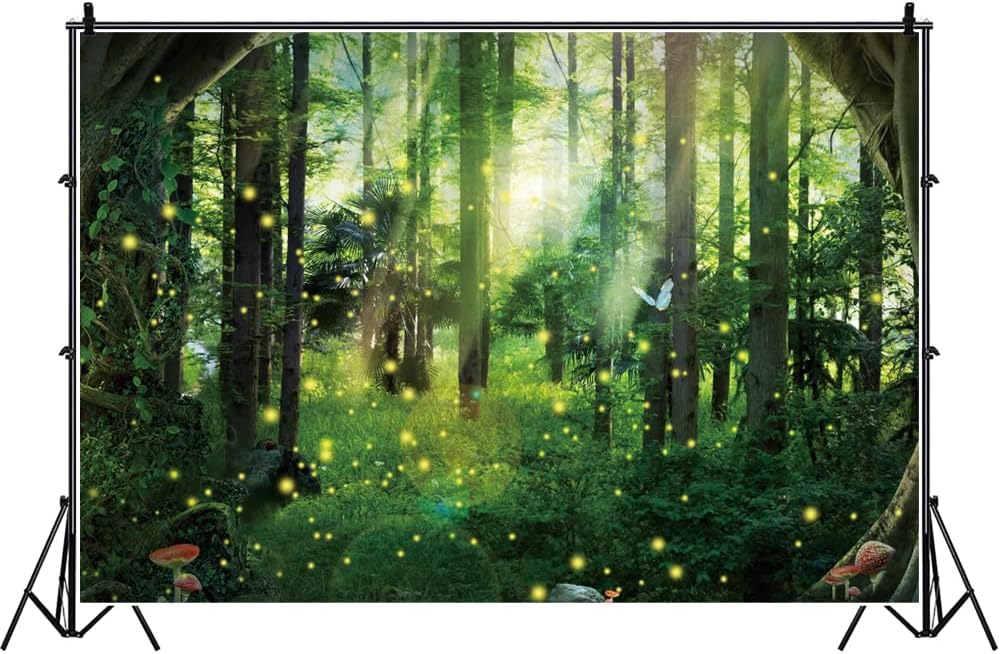 Laeacco 10x8ft Fireflies Photo Backdrop for Enchanted Events