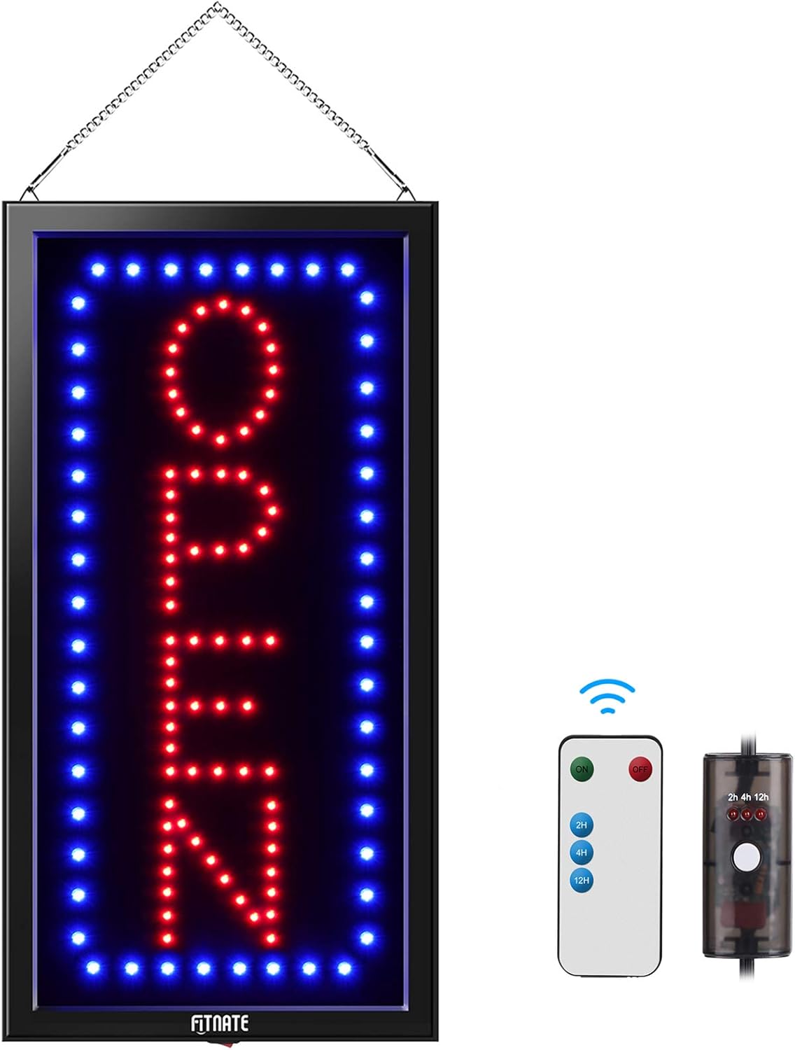 FITNATE LED Open Sign with Remote Control for Business Use