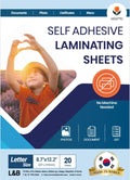 Self Stick Laminating Sheets 8.5 x 11 in Pack of 20 - No Heat, Peel