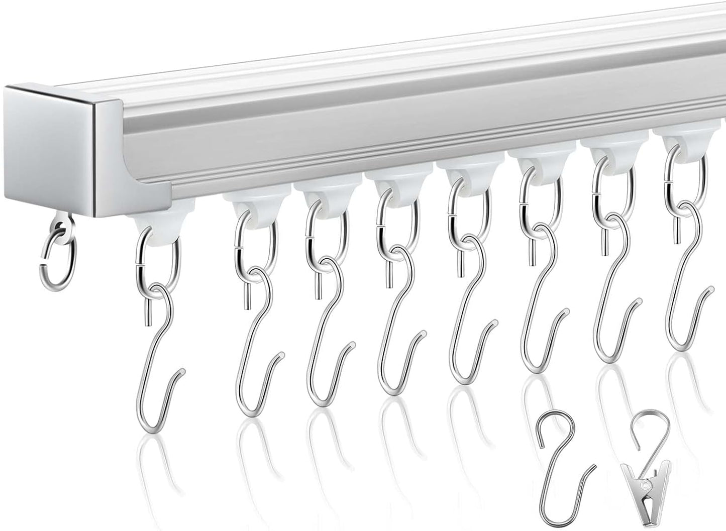 Adjustable Heavy Duty White Curtain Track Set by Juexica
