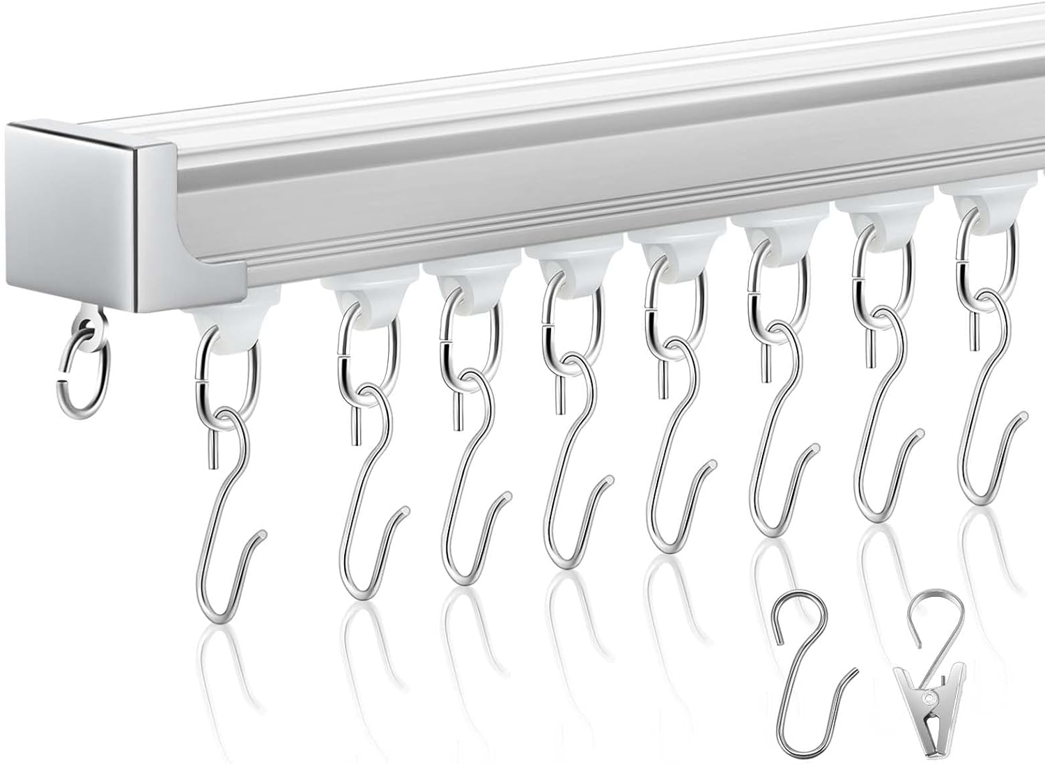 Adjustable Heavy Duty White Curtain Track Set by Juexica