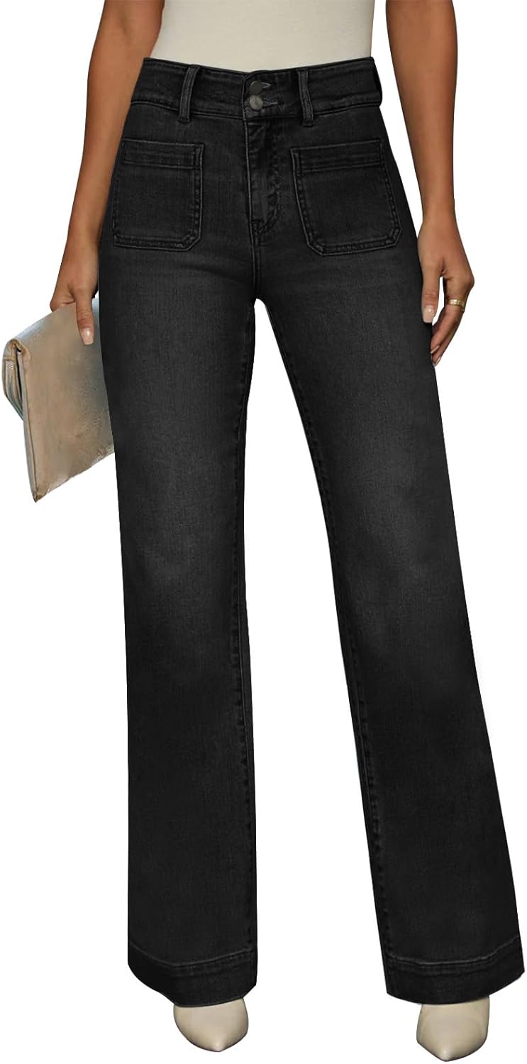 KUNMI Wide Leg Baggy High Waist Jeans for Women - Trendy Style