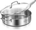 Tri-Ply Stainless Steel Saute Pan 6 QT - Even Heat, Detachable Handle