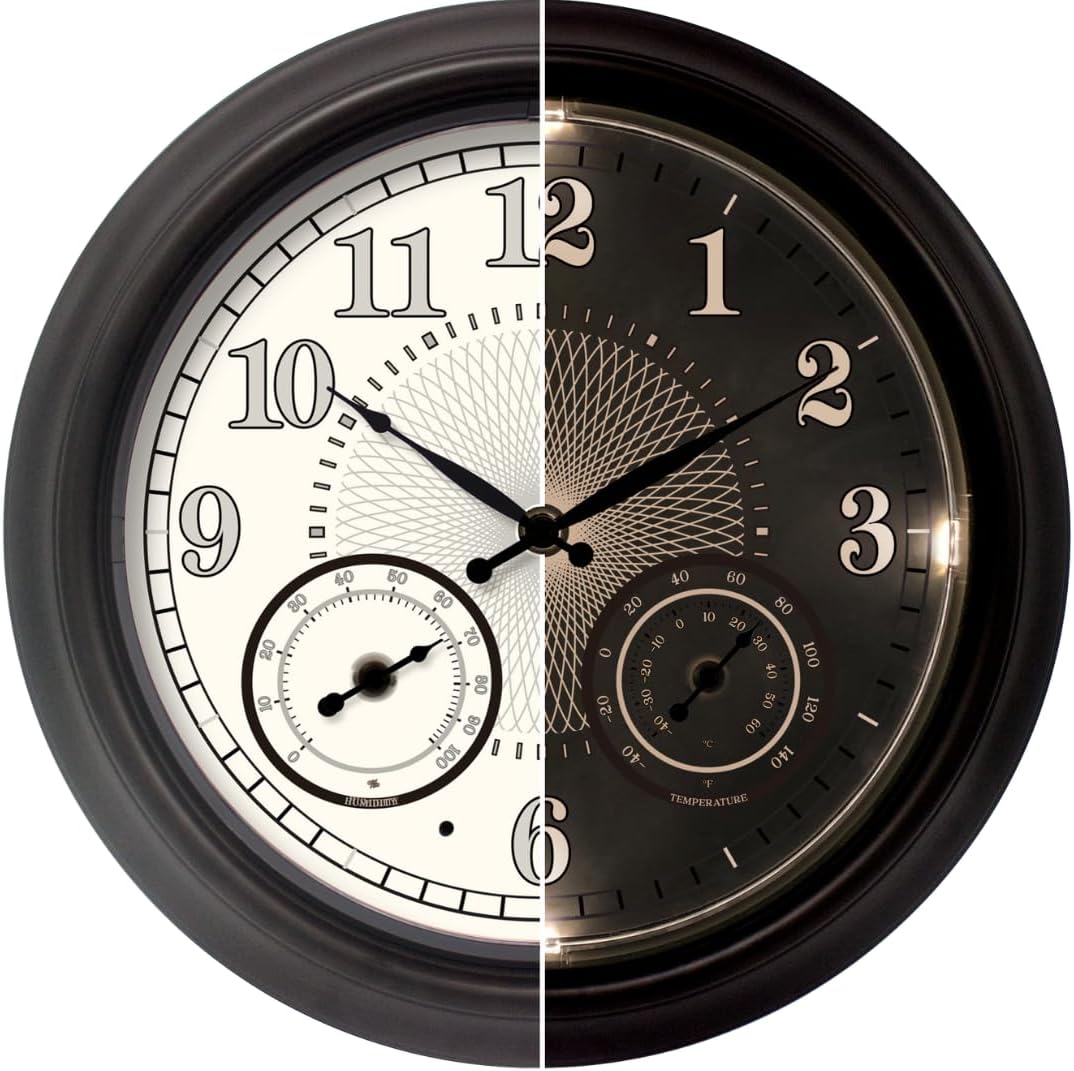 Illuminated Large Outdoor Clock for Easy Time & Weather Tracking
