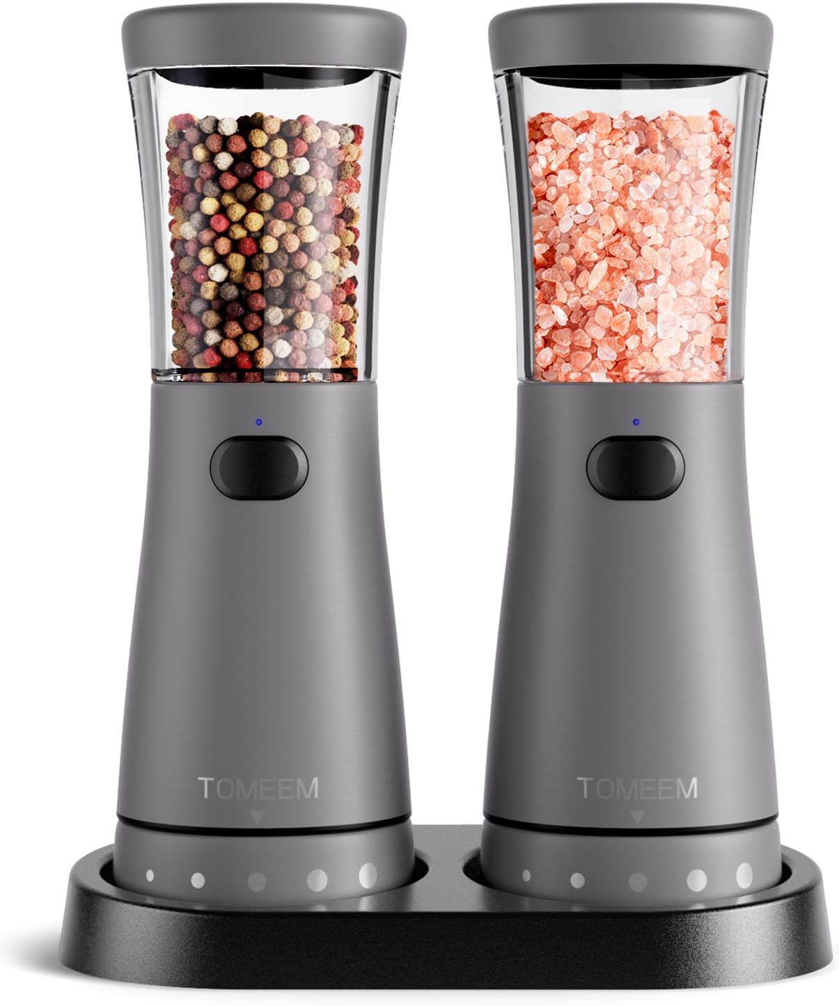 Electric Salt and Pepper Grinder Set with Storage Base for Kitchen