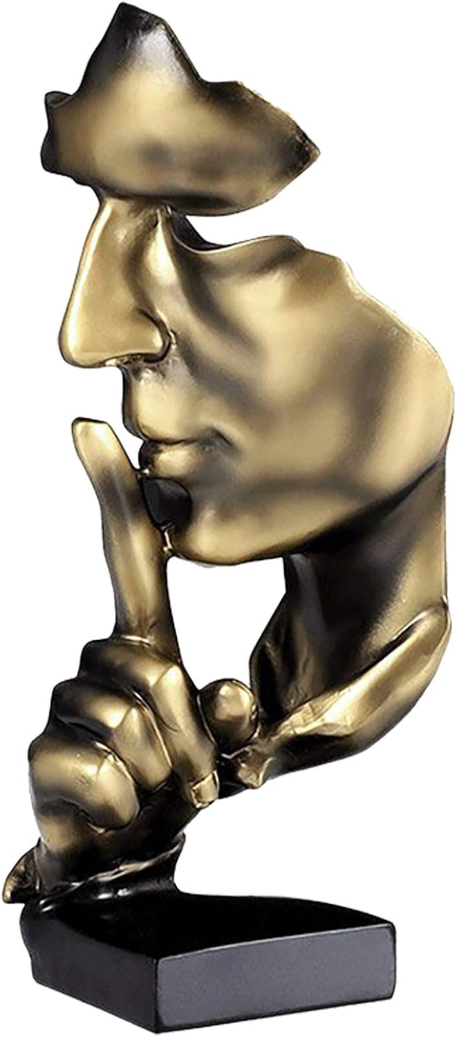 Gold Thinker Statue - Modern Silence Abstract Art