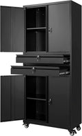 Yizosh Rolling Metal Garage Storage Cabinet with Secure Locking Doors