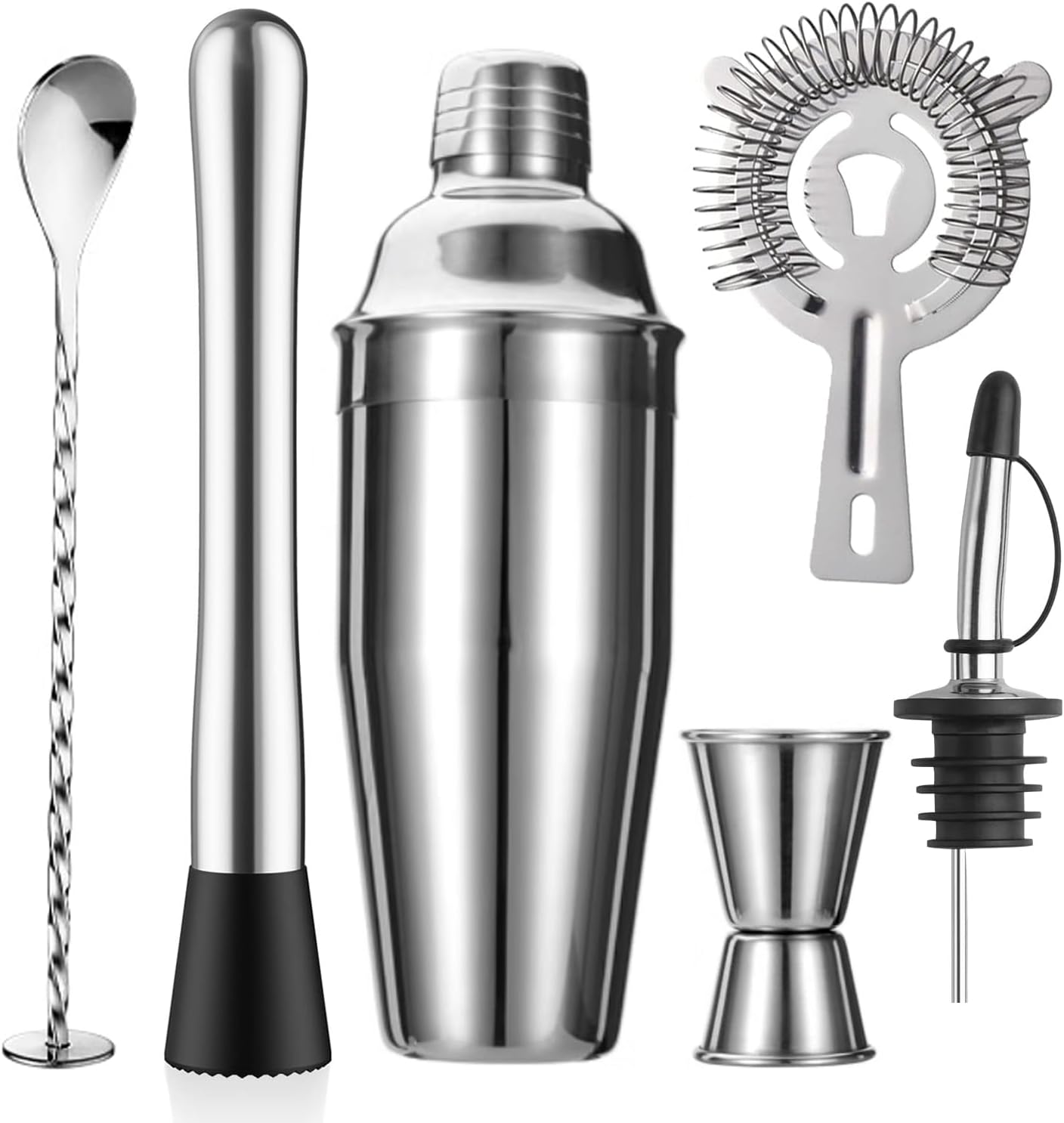 Premium 6-Piece Stainless Steel Cocktail Set - Mix Like a Pro!