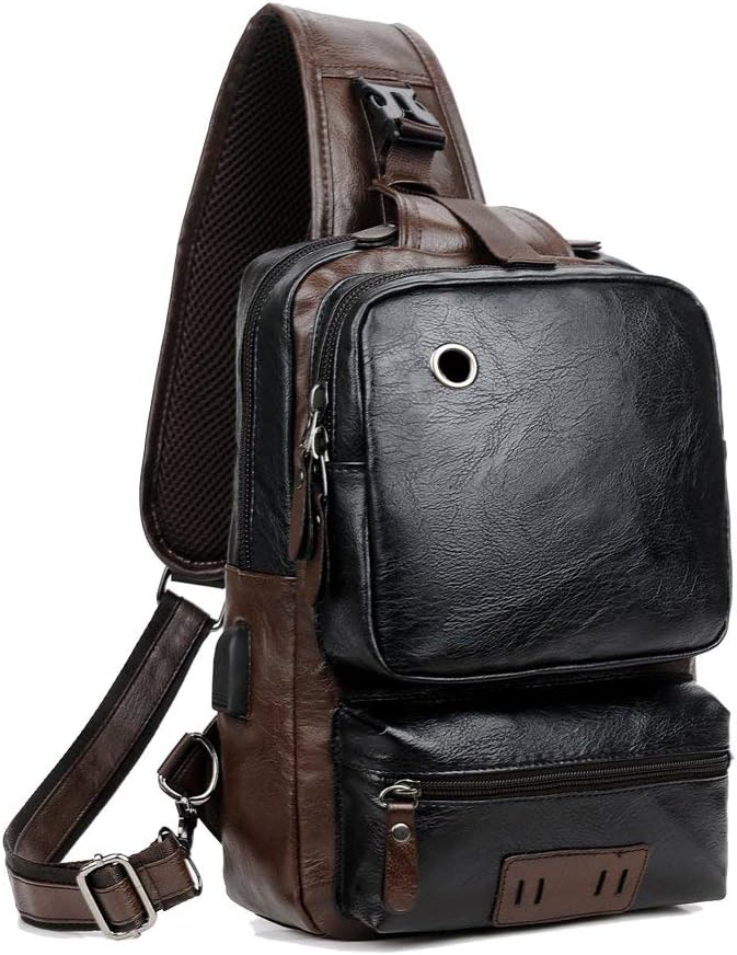 Small Black Sling Crossbody Backpack for Men Women Vintage Style