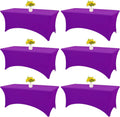 6 Pack Table Cloth 6ft Purple Spandex Fitted Tablecovers - Stretch