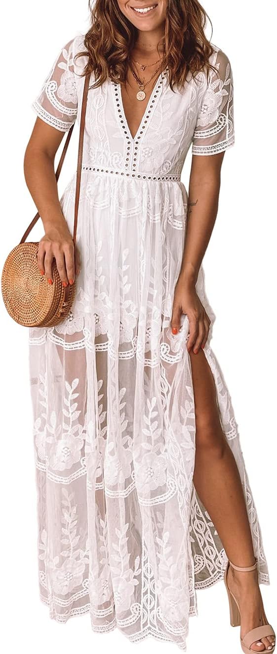 Eleter Women's Deep V-Neck Lace Romper for Special Occasions