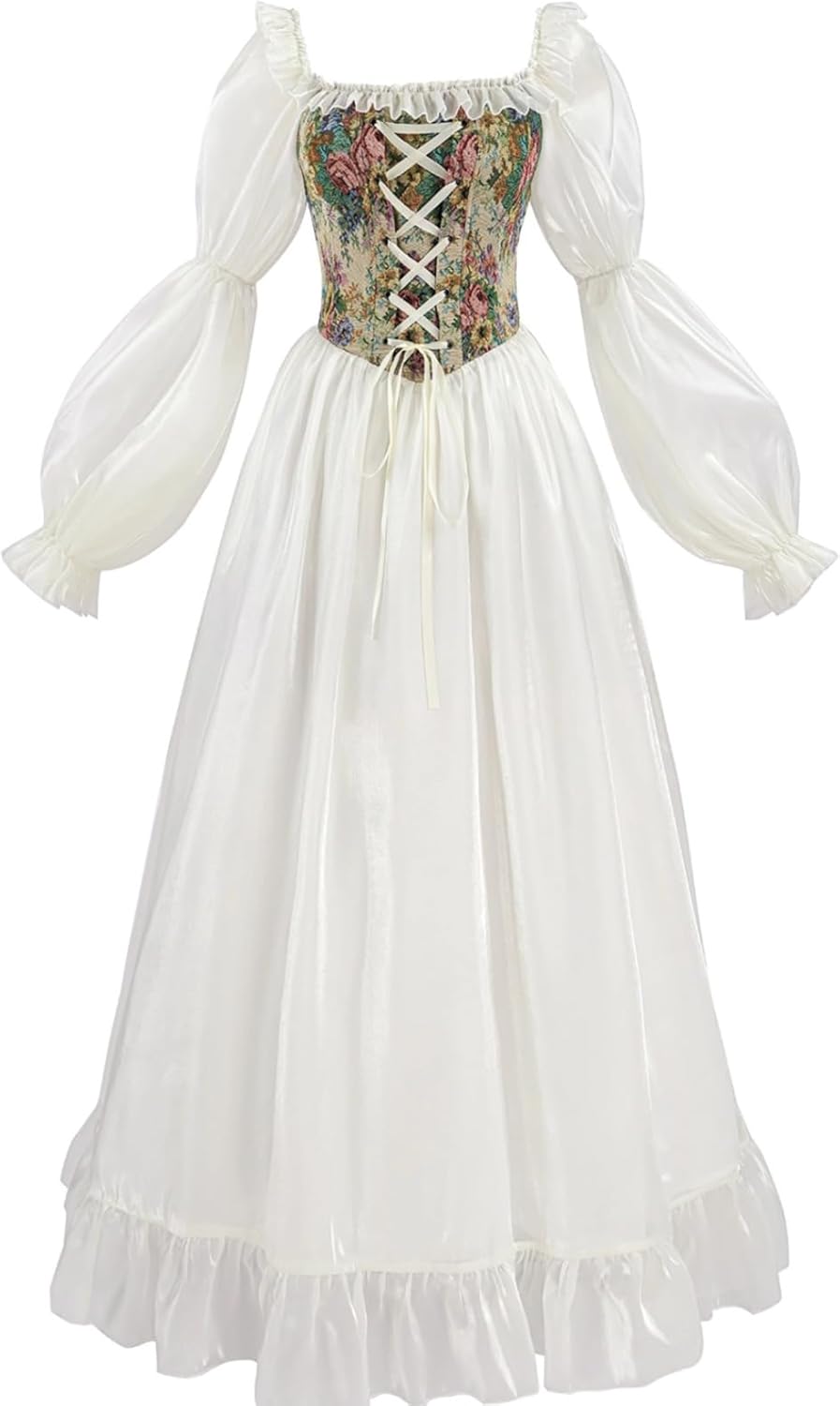 NSPSTT White Renaissance Dress for Women - Elegant Medieval Costume