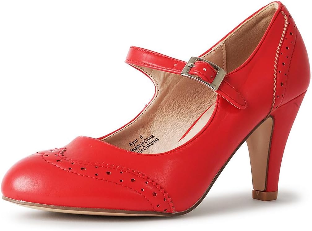 J. Adams Mary Jane Oxford Pumps - Retro Round Toe Kitten Heels
