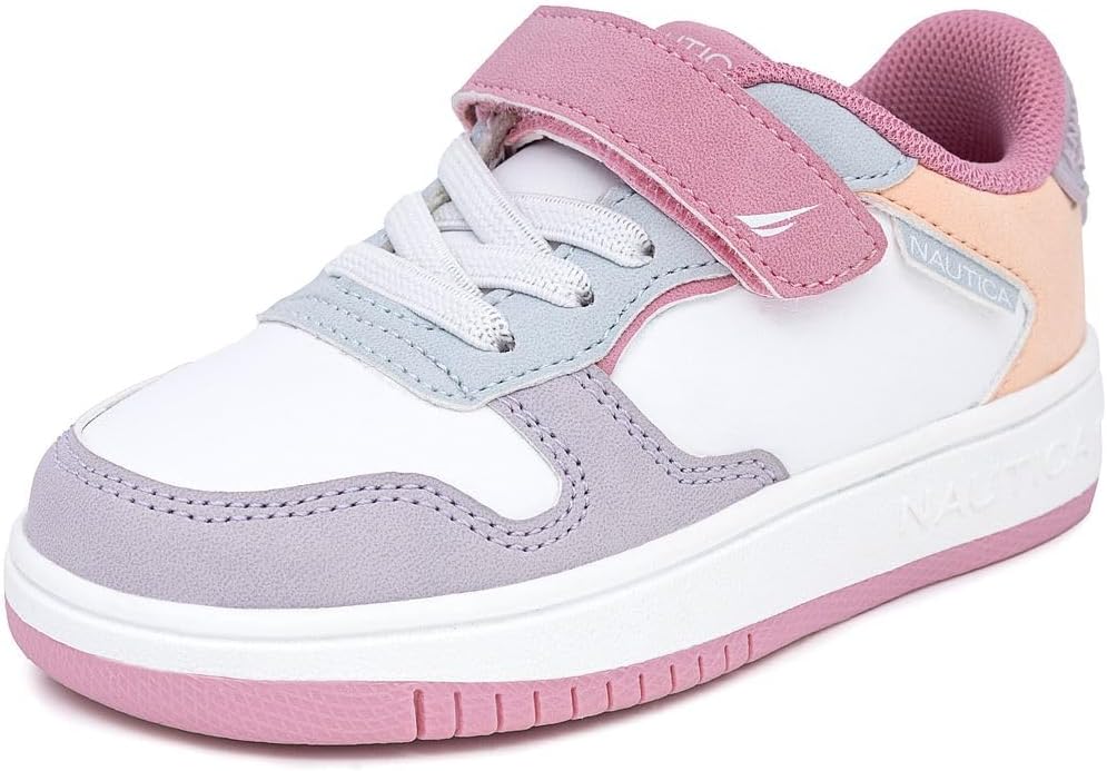 Nautica Kids Girls Sneakers with Adjustable Strap for Comfort