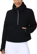 Womens' Half Zip Fleece Crop Hoodie for Stylish Comfort