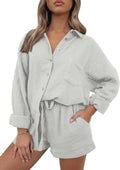 AUTOMET 2 Piece Lounge Set for Women - Oversized Shirt and Shorts Sets