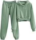 Sweatsuits for Women 2 Piece Fleece Lined Crop Hoodie Set - Cozy Fit