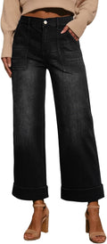 EVALESS High Waist Wide Leg Jeans - Flattering Cropped Fit