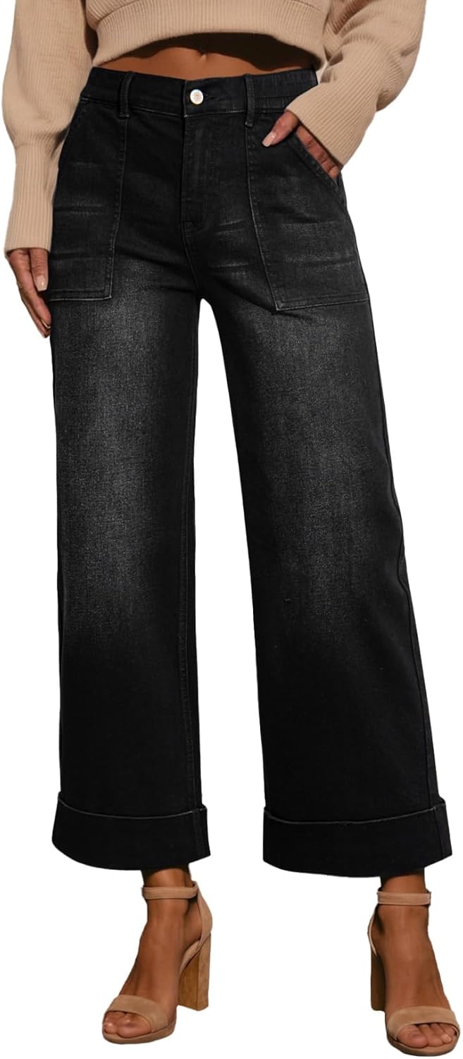 EVALESS Womens High Waist Wide Leg Jeans for Trendy Style