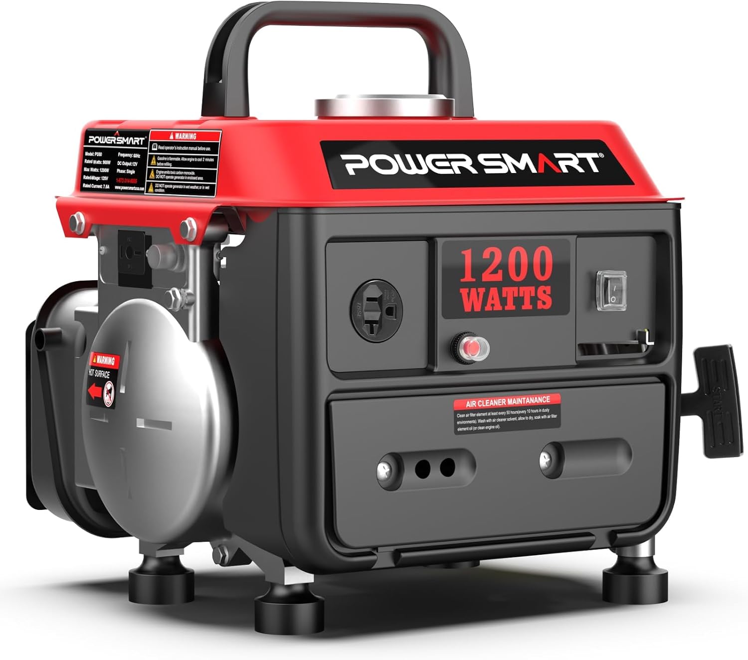 PowerSmart 1200W Gas Portable Generator for Home & Outdoor Use