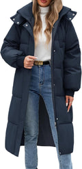 Long Puffer Coat for Women - Full Length Hooded Winter Parka
