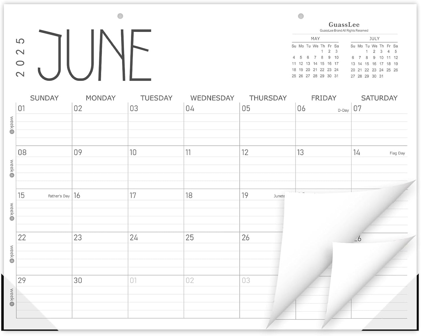 GuassLee 2025-2026 Desk Calendar: School Year Planner