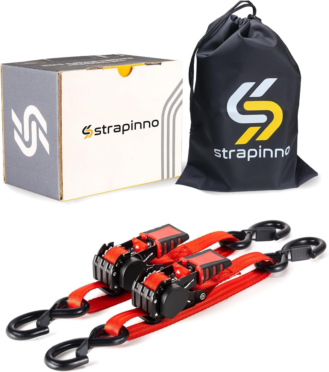 Strapinno Retractable Ratchet Straps for Heavy Duty Boat Use