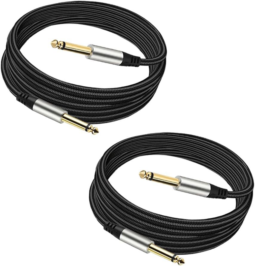 Premium 1/4 Inch Guitar Cables x2 - Crystal Clear Sound!