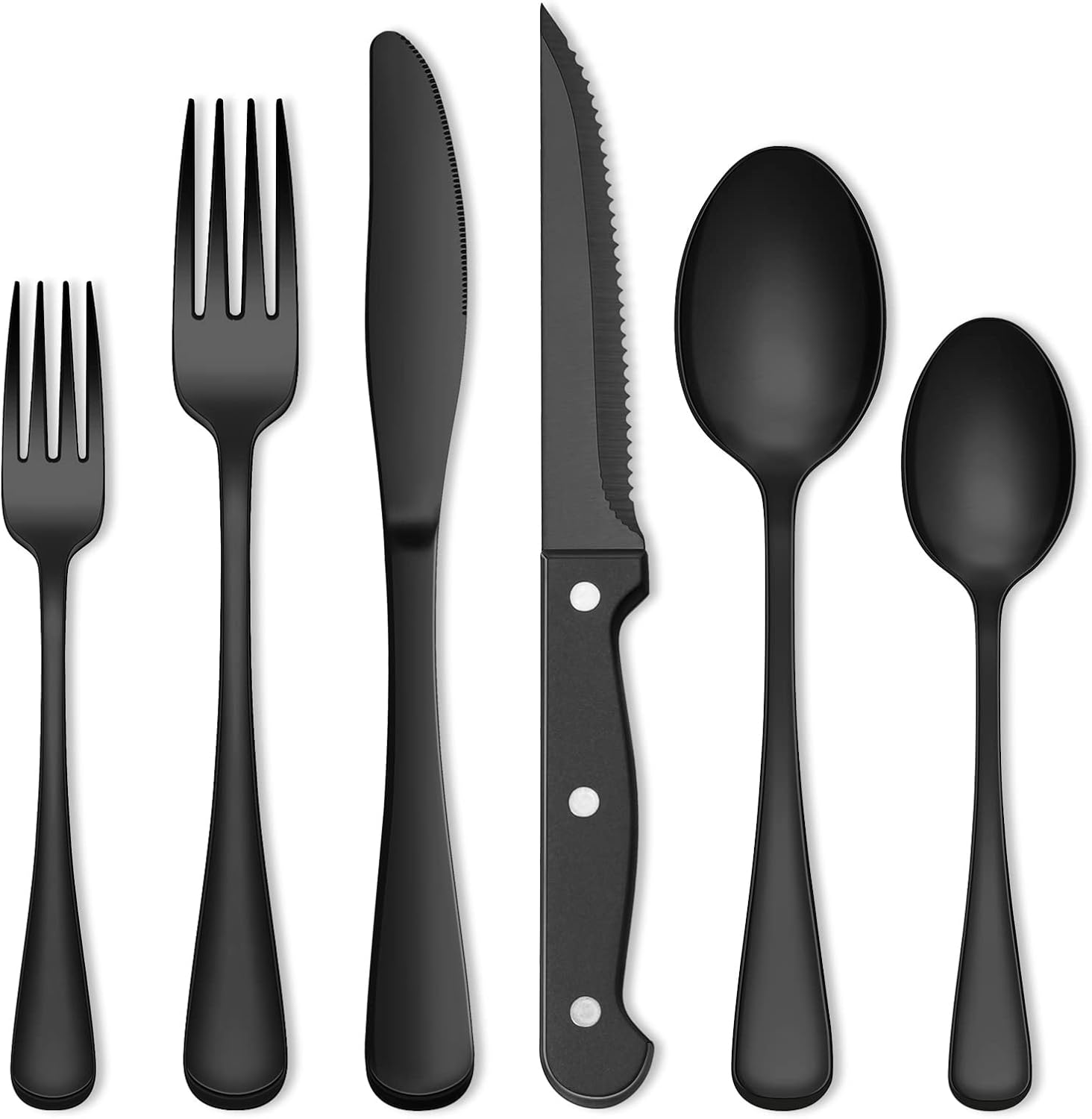 72-Piece Black Silverware Set for Elegant Dining Experience