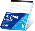 Legal Pad 8.5 x 11 Note Pad Wide Ruled 6-Pack - Clean Tear-Out