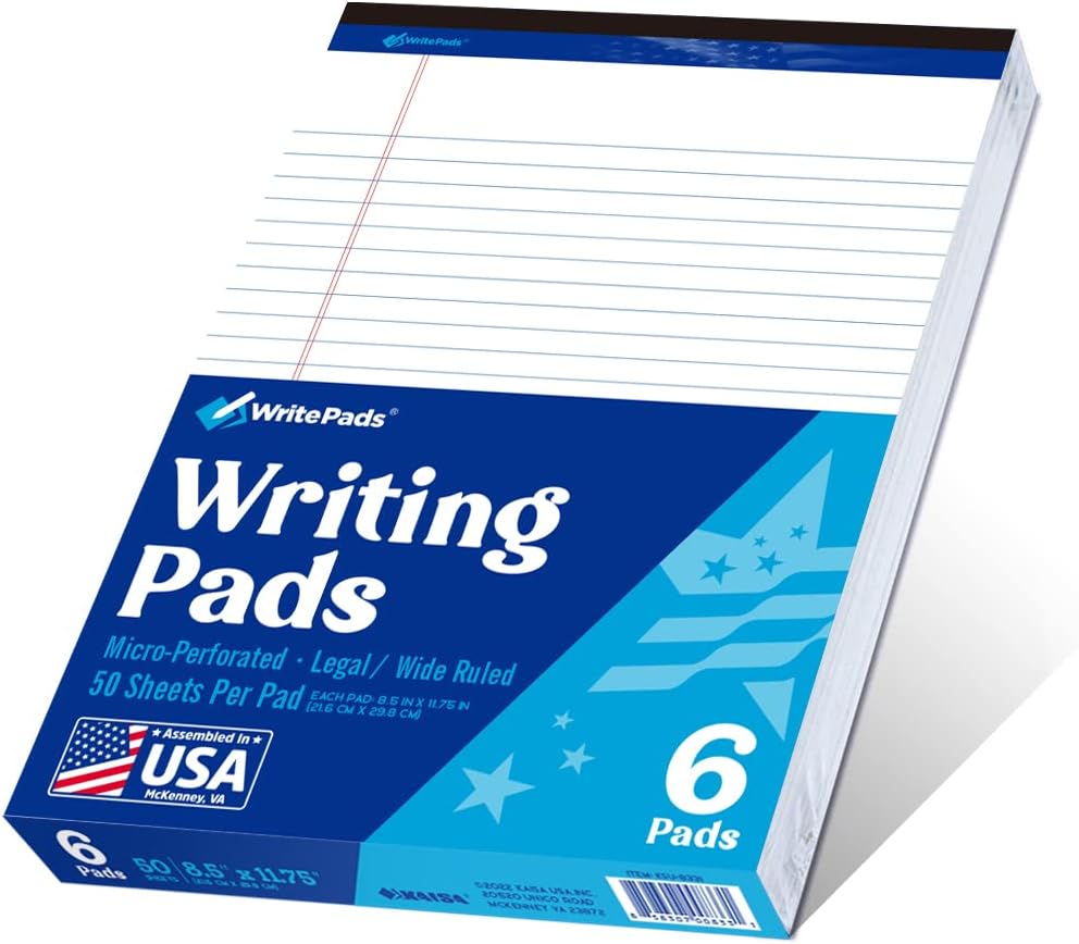 USA Made WritePads - Wide Ruled 6-Pack
