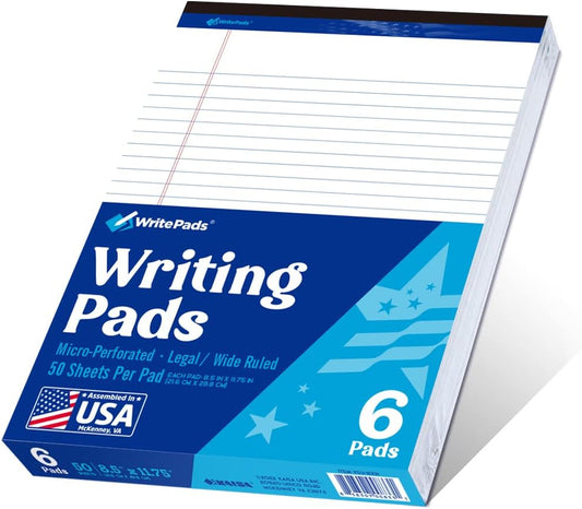 USA Made WritePads - Wide Ruled 6-Pack