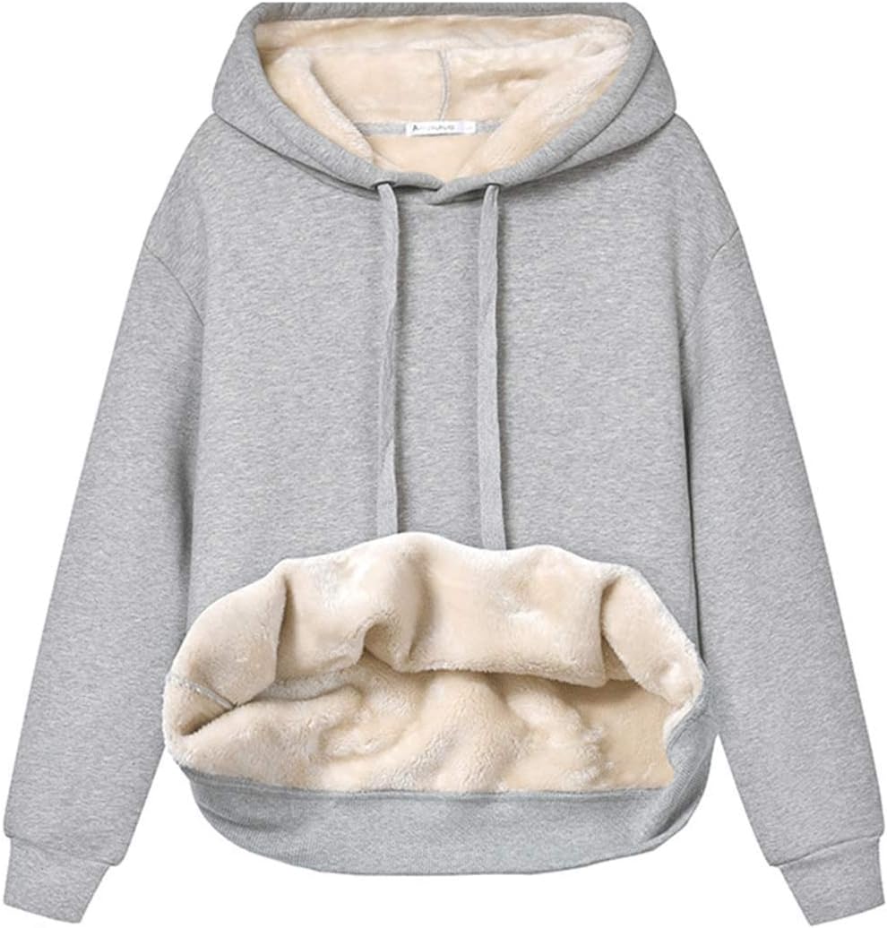 Haellun Womens Casual Winter Warm Fleece Sherpa Pullover Hoodie