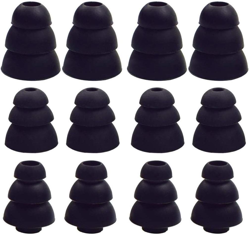 Premium Noise Cancelling Ear Tips Set - 6 Pairs S/M/L, Black