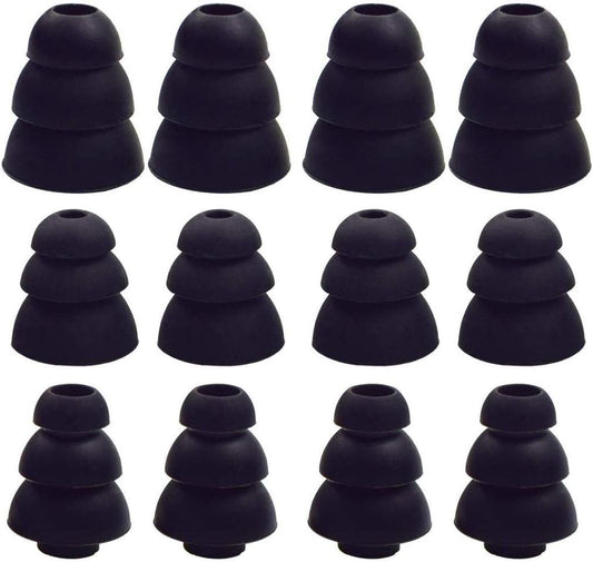 Premium Noise Cancelling Ear Tips Set - 6 Pairs S/M/L, Black