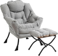 Lazy Chair with Ottoman Folding Footrest - Cozy Reading Lounge Chair