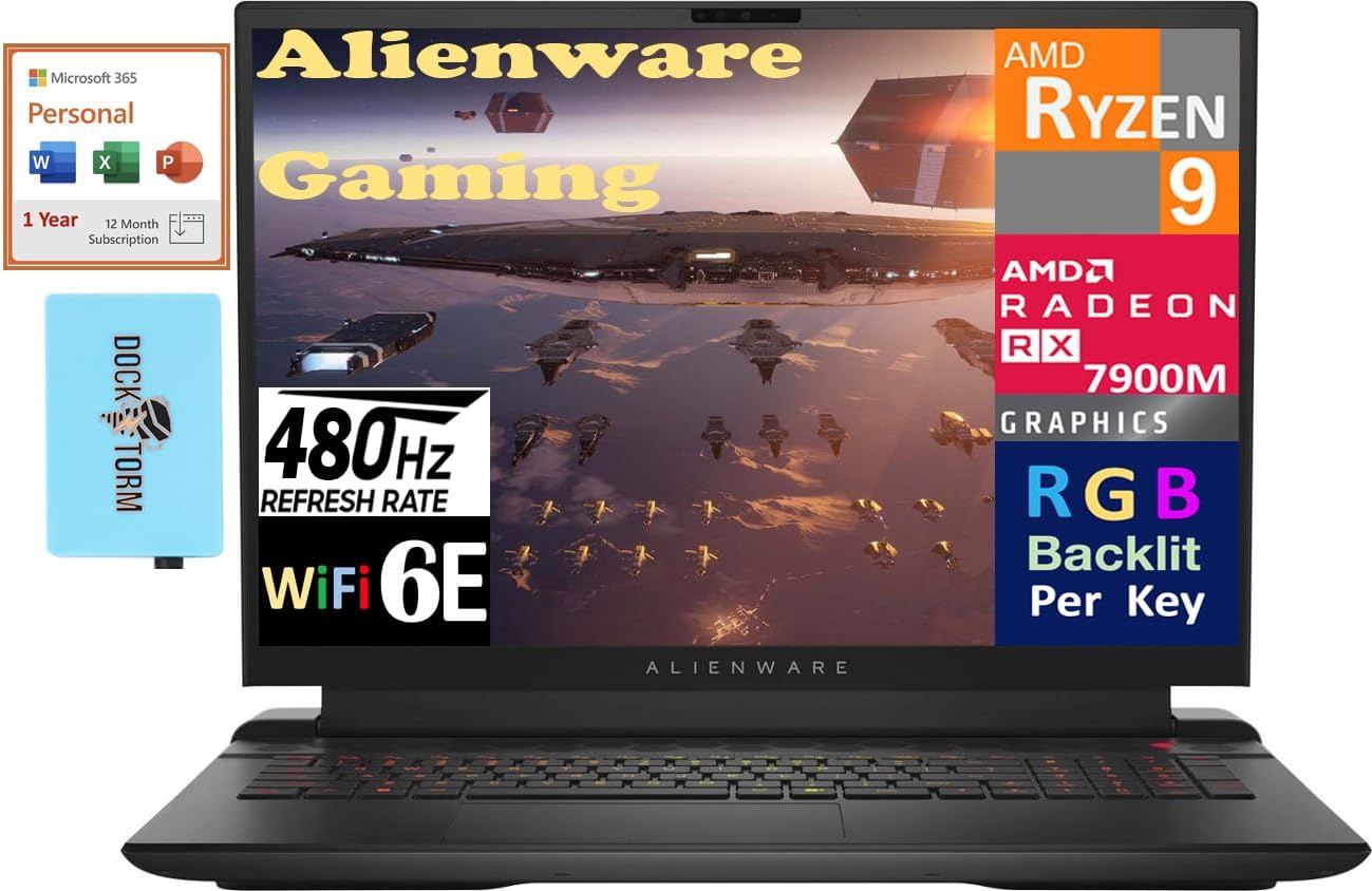 Alienware 18 Gaming Laptop: 480Hz AMD Ryzen 9, Radeon RX 7900M, 32GB DDR5