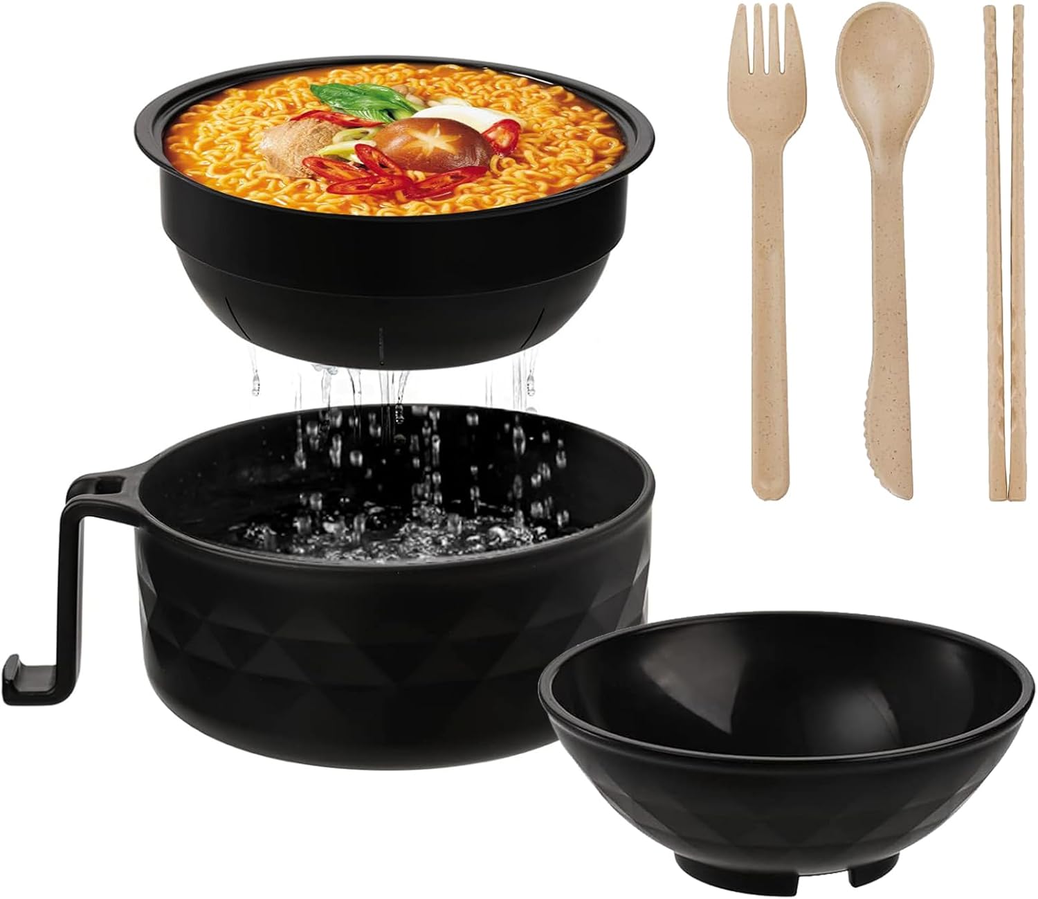 IFIAM Microwavable Ramen Bowl Set - Easy Cooking & Straining