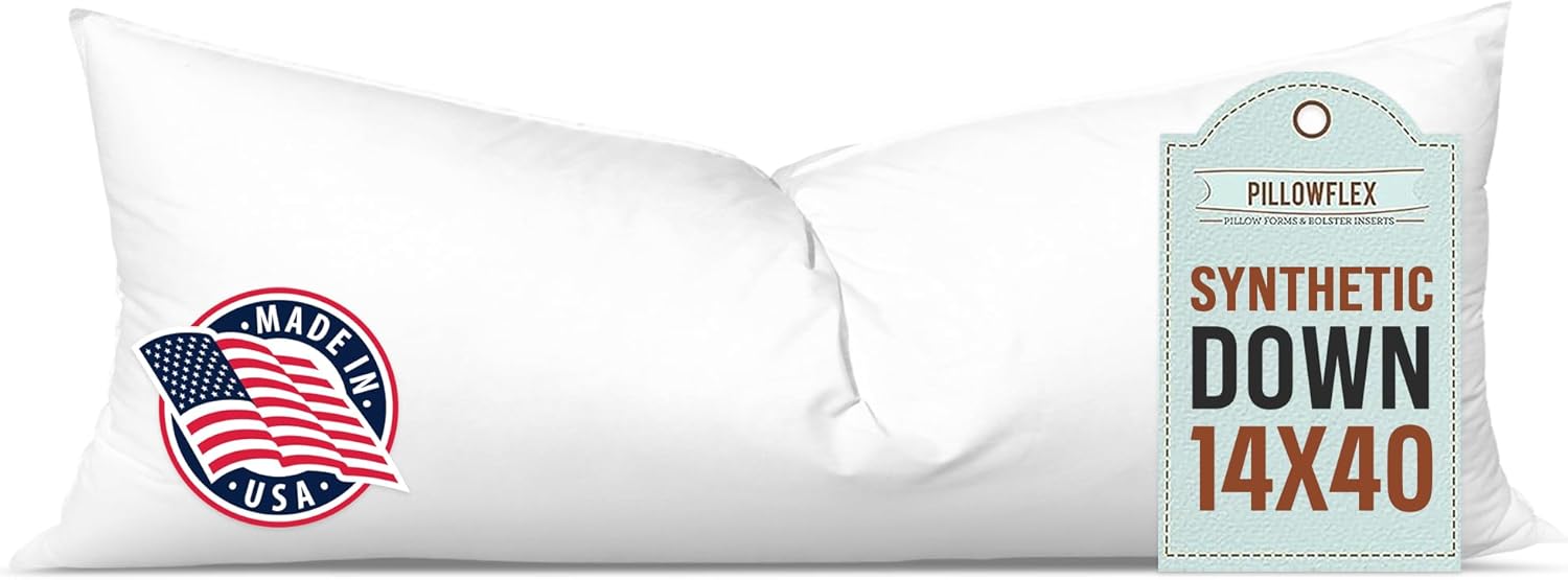 Pillowflex Synthetic Down Pillow Insert - Ultra Soft 14x40 Size