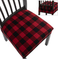 Buffalo Plaid Christmas Dining Chair Seat Covers Set of 6 - Festive
