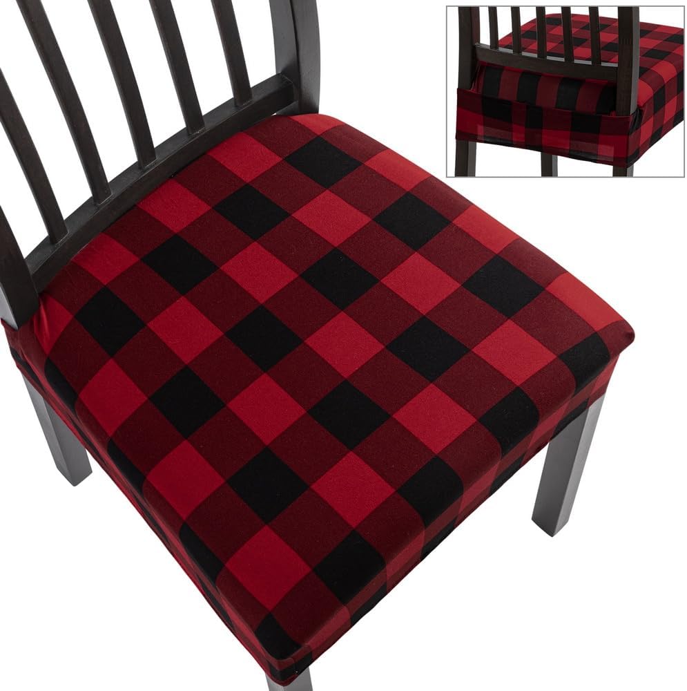 SearchI Christmas Dining Chair Seat Covers Set of 6 for Festive Decor