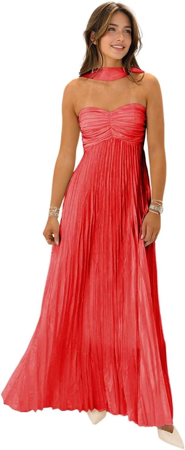 Strapless Bridesmaid Dresses for Women with Scarf 2025 Style