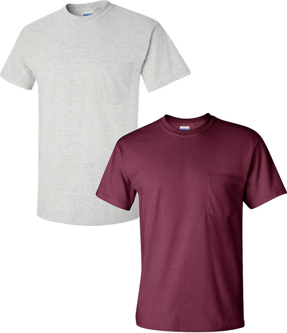 Gildan Unisex Adult Ultra Cotton T-Shirt with Pocket, 2-Pack