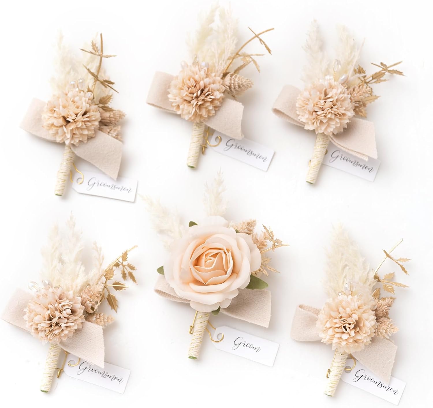 Ling's Moment Boutonniere Set of 6 for Men - Elegant Wedding Decor